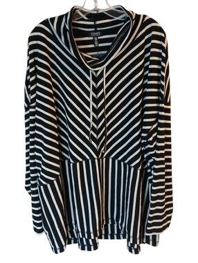 Jones New York Black and White Striped Pullover Size 3X NWT